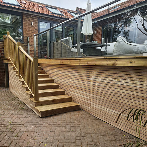 Glass Balustrade, New Stairs, Oak Slats